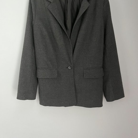 Frenchi Grey One Button Long Sleeve Notch Lapel Blazer Jacket X-Large XL - Picture 2 of 8